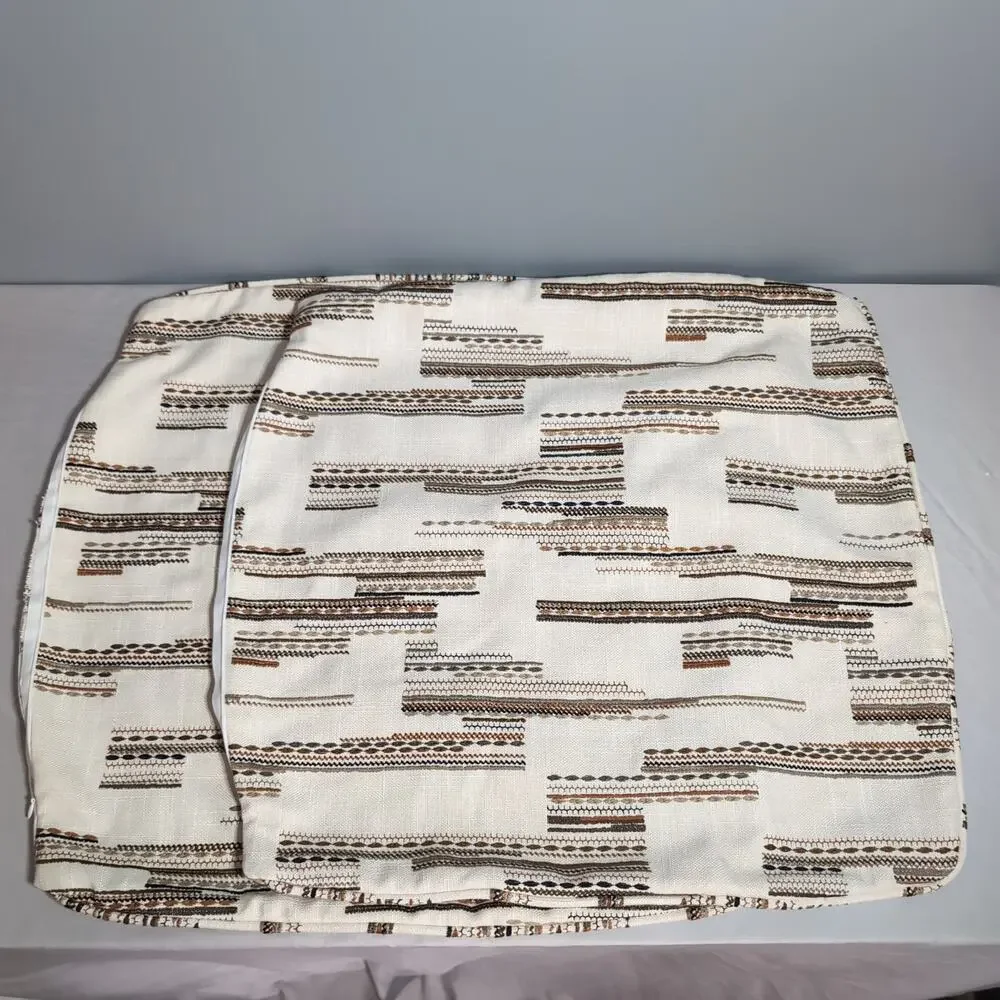 Set of 2 20 x 20 Square Throw Pillow Covers Cyprus Embroidered Reversable